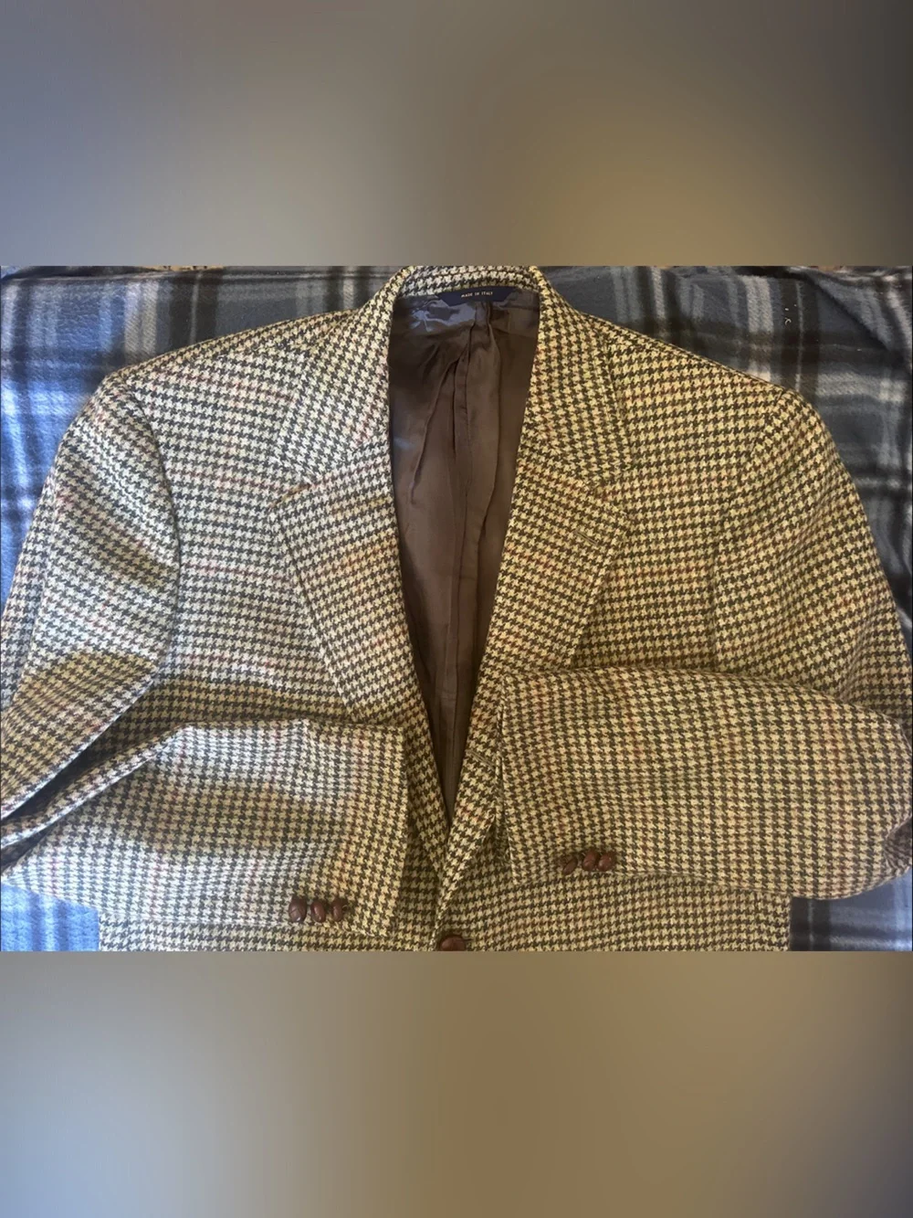 Brooks Brothers Houndstooth Wool Blend Men’s Sports Coat Blazer Size 42 L